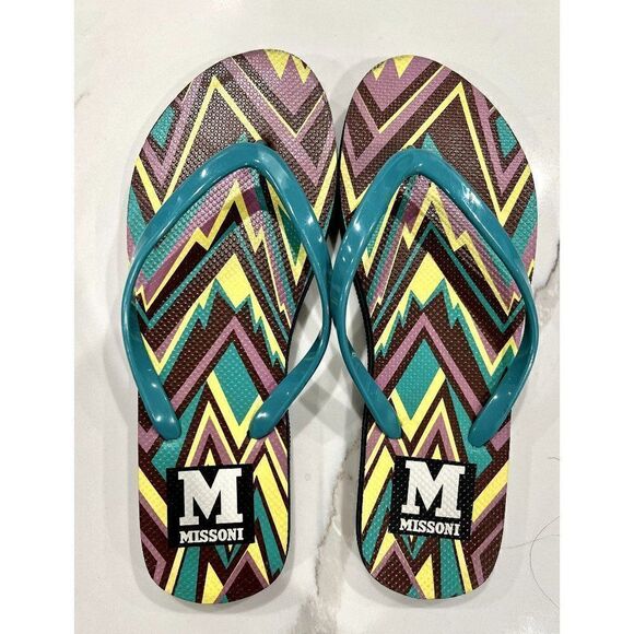 M by Missoni Flip Flops in Blue/Green Size L - Picture 1 of 4